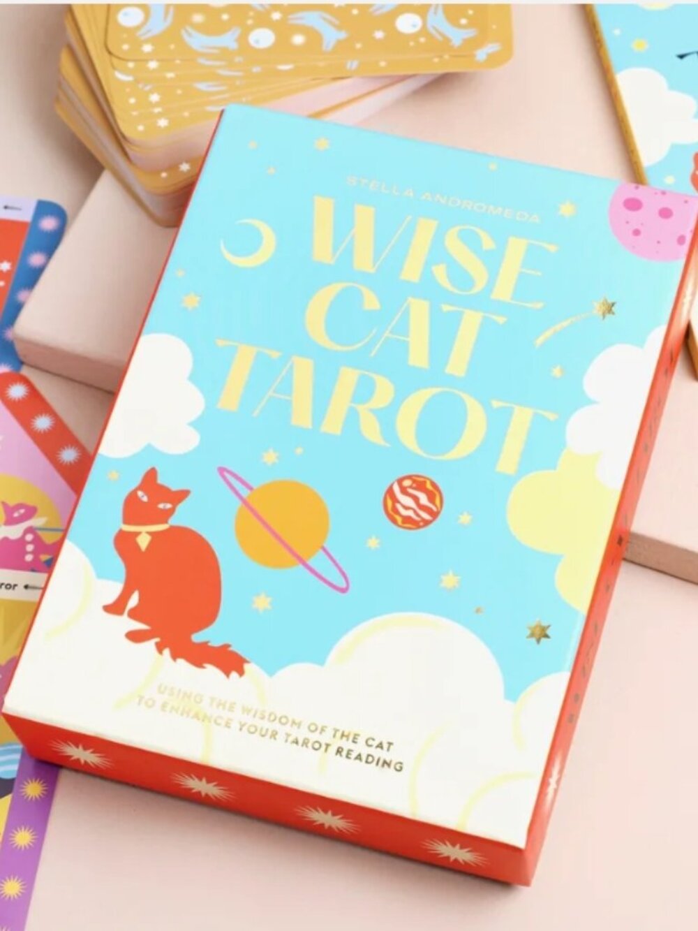 Wise Cat Tarot Deck — 78 Card Tarot with Guidebook, Cat-Themed Divination Cards,